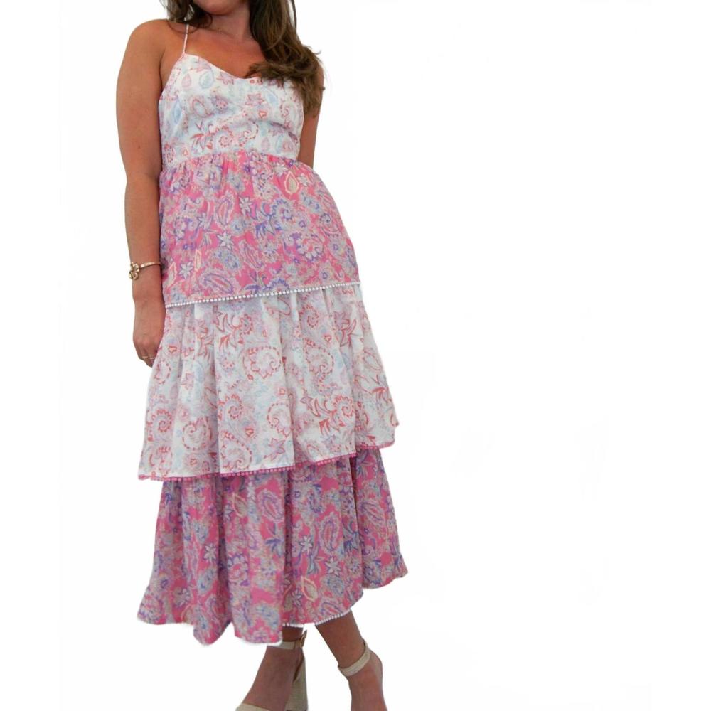 NEW ULTRAMARINE olivia vintage paisley tiered midi dress in multi